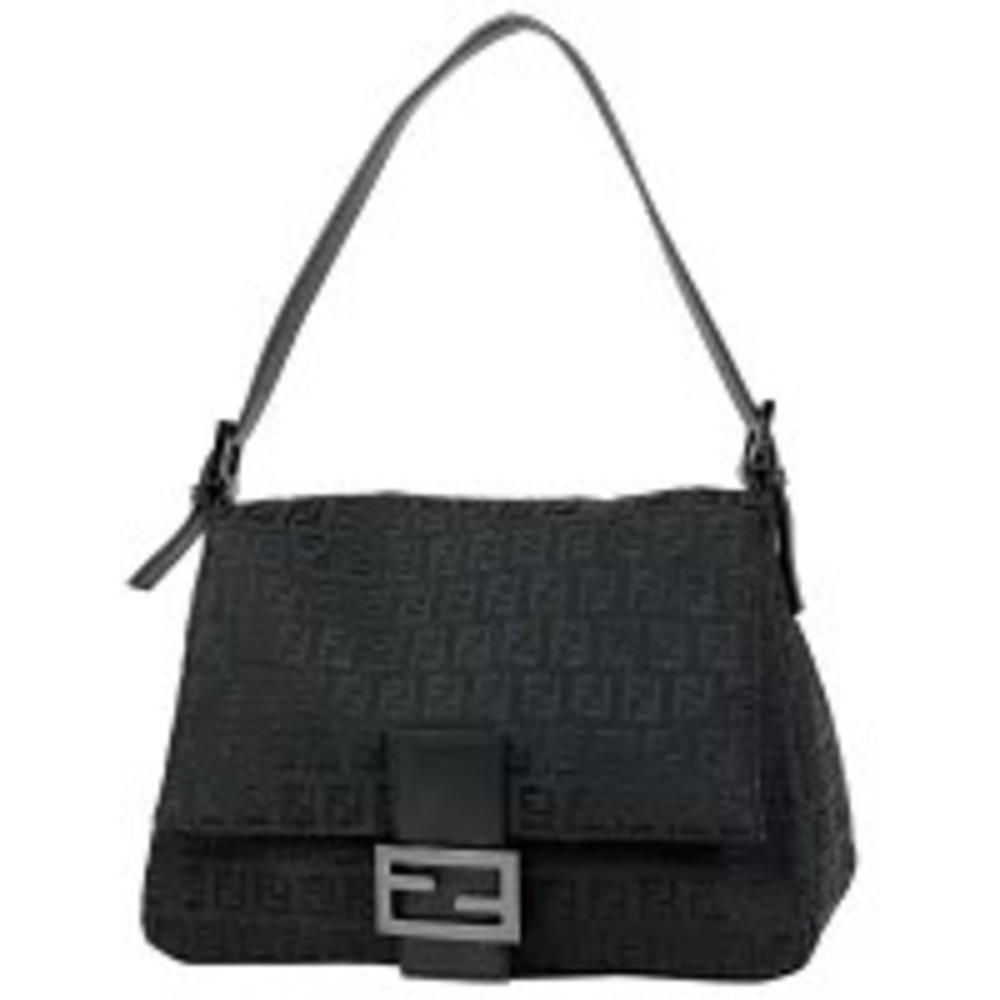 Fendi Mamma Bucket Hobo Bag Zucchino Canvas Black
